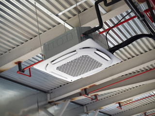 Ceiling-mounted air conditioning unit.