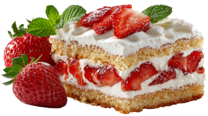 Delicious strawberry shortcake with fresh strawberries and whipped cream