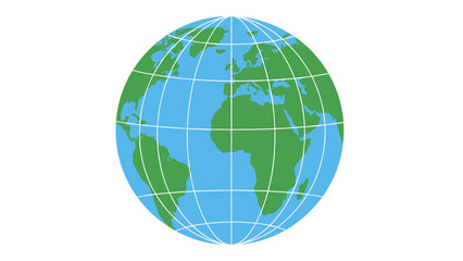 Globe with Grid Lines and Continents.
