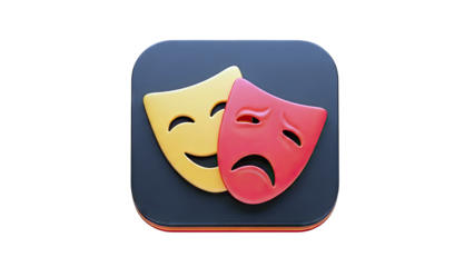 Theater Masks Icon: Comedy and Tragedy