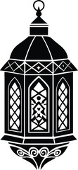 Traditional Islamic Lantern Silhouette With Intricate Geometric Cutouts
