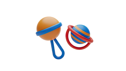Two colorful baby rattles