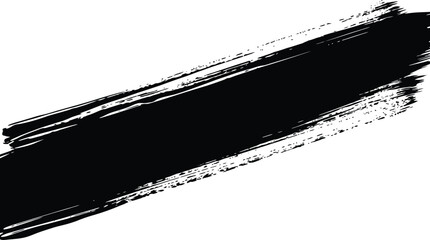 Dynamic Textured Black Paint Brush Stroke Diagonal Grunge Ink Splash Vector Element for Graphic Design Background or Overlay