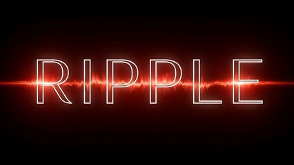 Obraz premium Dynamic red ripple waveform text effect on dark background digital art.