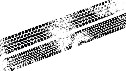 Black distressed tire tracks background abstract dirty vehicle wheel print texture in grunge style vector illustration