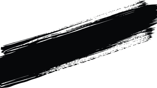 Dynamic Textured Black Paint Brush Stroke Diagonal Grunge Ink Splash Vector Element for Graphic Design Background or Overlay
