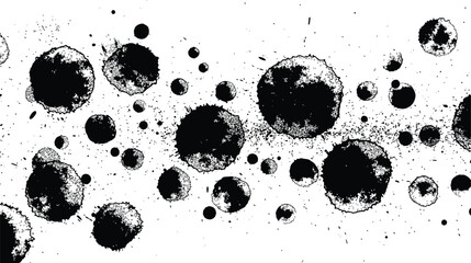 Black Ink Splatters and Paint Stains Grunge Texture Background Vector