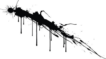 Abstract black paint splash and splatter with dripping ink streaks on a white background grunge vector graphic