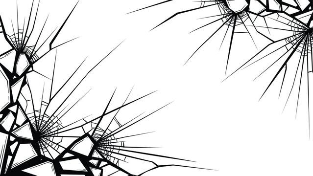 Monochrome Shattered Glass Corner Vector Frame Broken Screen Texture Abstract Damage Effect Graphic Background
