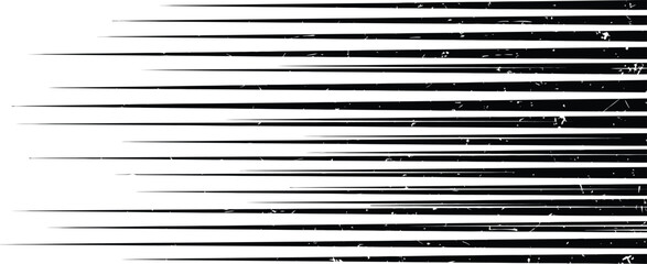 Distressed Grunge Horizontal Speed Lines Comic Effect Abstract Vector Background Black and White Graphic
