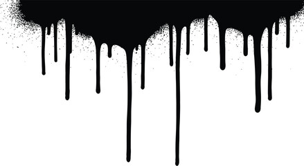 Black Paint Drips Grunge Border Element Spray Splatter Effect Vector