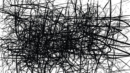 Tangled Chaotic Lines Abstract Vector Texture High Contrast Distressed Grunge Background
