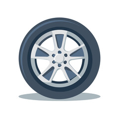 Obraz premium Modern Car Wheel with Alloy Rim and Tire Isolated on White perfect for website banner, product catalog, automotive ad, infographic, vehicle design, repair See Less