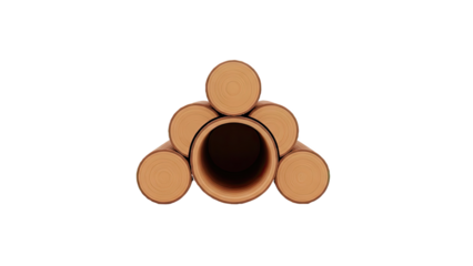 Stack of logs with a central opening