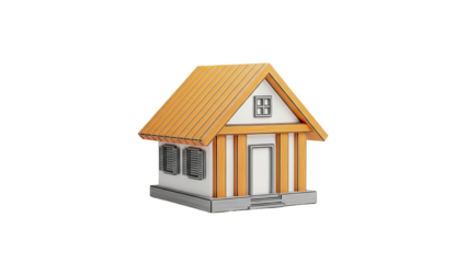 Stylized House Model with Orange Roof