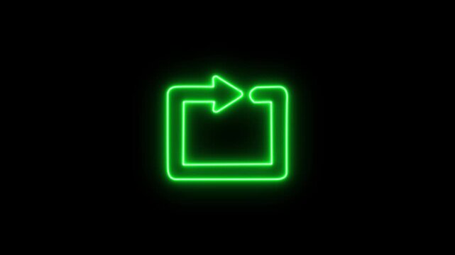 glowing neon rectangle icon with arrow animation representing digital navigation and user interface