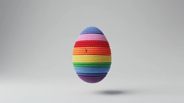 Colorful crochet easter egg on isolated white background.