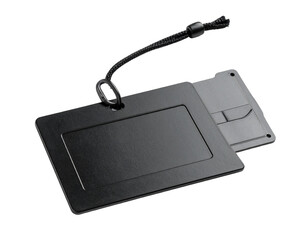 Blank metal black bar shaped nameplate or name tag Isolated on transparent or white, Cut out