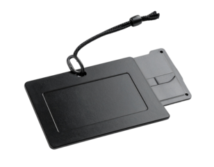 Blank metal black bar shaped nameplate or name tag Isolated on transparent or white, Cut out