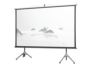 Blank projector screen, a presentation board or white movie display mockup. Isolated on transparent or white, Cut out