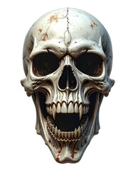 Creepy skeleton face mask with sharp teeth, Isolated on transparent or white, Cut out