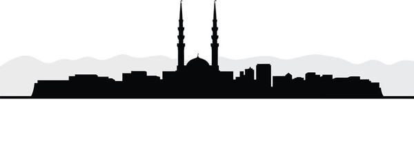 Obraz premium United arab emirates sharjah skyline silhouette vector illustration cityscape panorama design