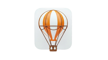 Stylized Orange and White Hot Air Balloon Icon