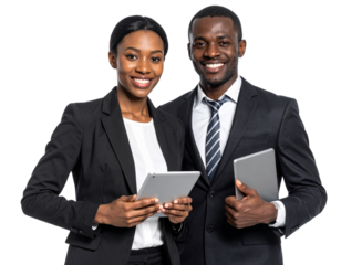 Business people with tablets isolated on transparent background isolated on transparent background