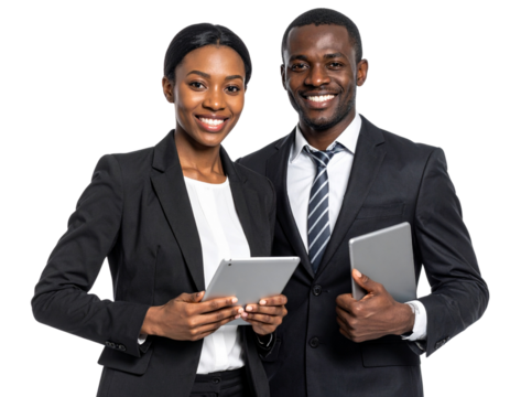 Business people with tablets isolated on transparent background isolated on transparent background - Powered by Adobe