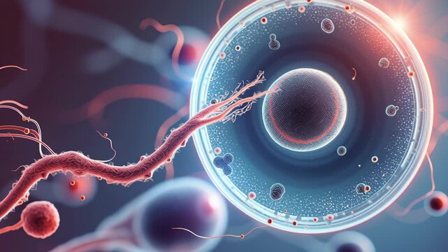 Fertilization sperm cell ovum microscopic biology science reproduction medical closeup dynamic process genetic health anatomy human egg cell detailed