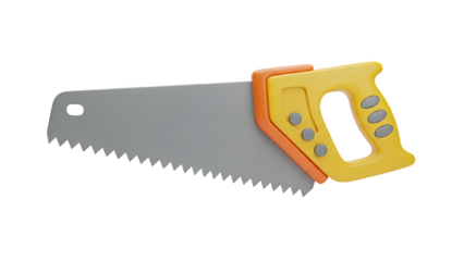 Yellow and Orange Hand Saw with Serrated Blade