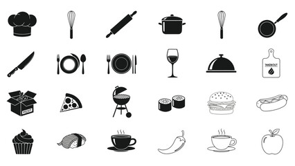 Culinary icons a collection of kitchen tools food and cooking related items