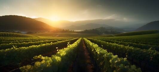 realistic photo of a glossy Vineyard ,generative AI