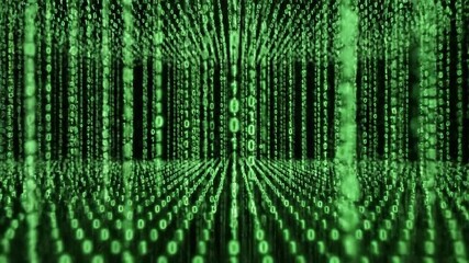 A dynamic and immersive visual representation of binary code streaming downwards creating an infinite digital tunnel effect symbolizing advanced technology data flow cybersecurity and the intricate w. - Powered by Adobe