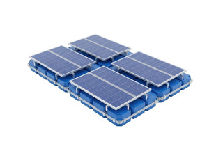 Blue plastic pallet with six blocks isolated on transparent background