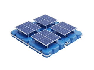 Blue solar panel array on a base isolated on transparent background