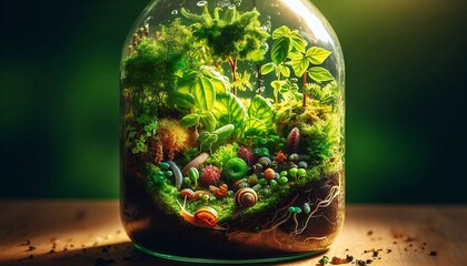  “Create a closed mini-ecosystem in a bottle using soil, plants, and small invertebrates. Observe the nutrient cycles, growth patterns, and interactions within your ecosystem over several weeks. Recor
