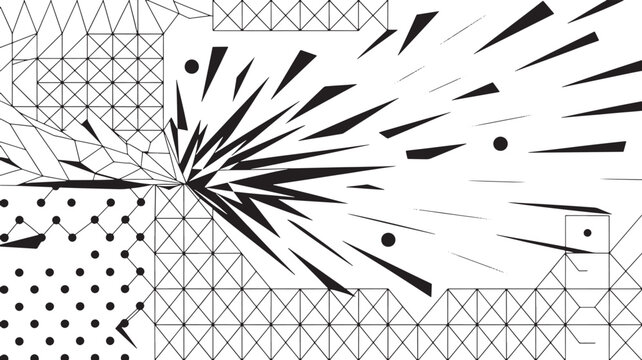 Abstract shattered explosion vector graphic design with sharp shards effect