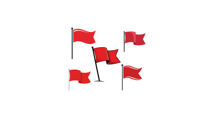 A simple set of red flag icons fluttering gently on a pole, symbolizing a warning or location.