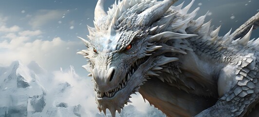 realistic photo of a glossy white dragon,generative AI