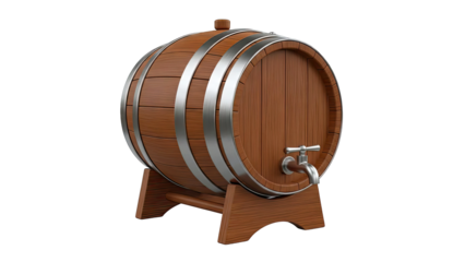 Wooden Barrel with Tap on Stand