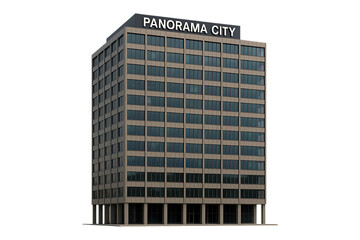 Modern High Rise Office Building Architecture Isolated on Transparent Background