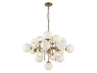 Modern cluster chandelier with round white shades