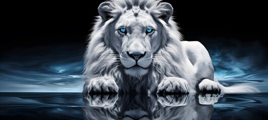 realistic photo of a glossy white lion ,generative AI