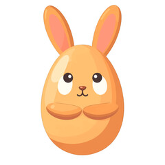 Orange Egg Shaped Bunny Cartoon Illustration on White Background