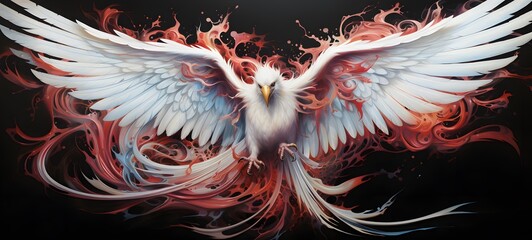realistic photo of a glossy white phoenix,generative AI