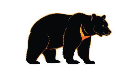 Fototapeta premium Black Bear Silhouette with Orange Outline