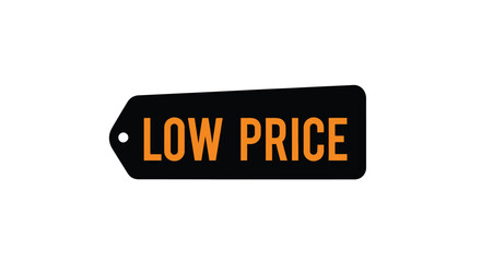 Low Price Tag with Orange Text on Black Background