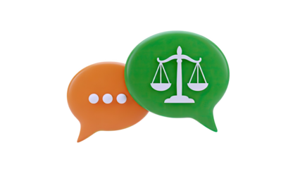 Speech bubbles with scales of justice icon