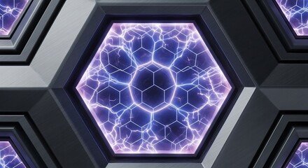 Abstract futuristic hexagonal pattern with electric energy visualization